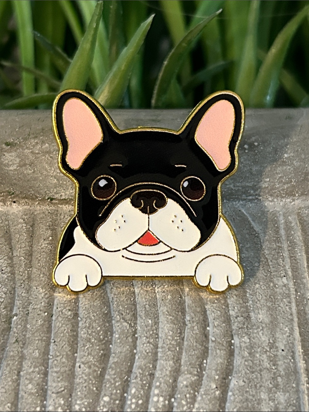 Black & White French Bulldog Enamel Pin brooch